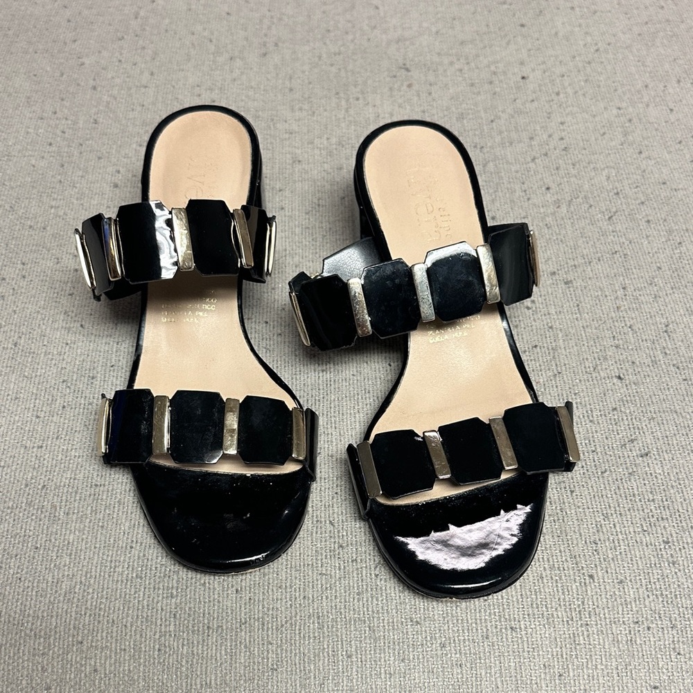 Elegant Black Sandals with Gold Accents
